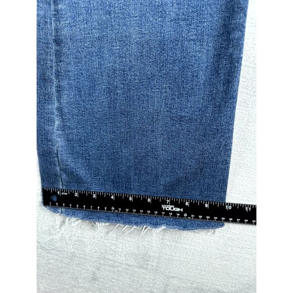 Indigo Rein Women's Flare Leg Jeans Denim Raw Hem Slash Pocket Blue Size 9 - Picture 9 of 11